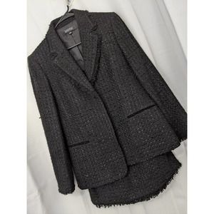 NWOT! KASPER! BLACK W/METALLIC NUBBY TWEED SUIT; CHANEL-STYLE! SZ 10